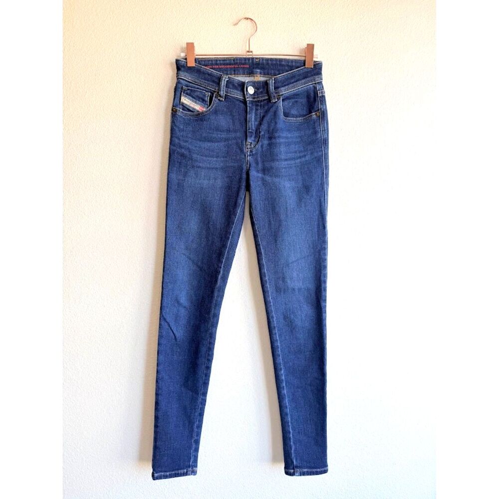 Diesel Jeans 2017 Slandy 5 Pocket Super Skinny Mid Rise Blue Jeans size 25 26"